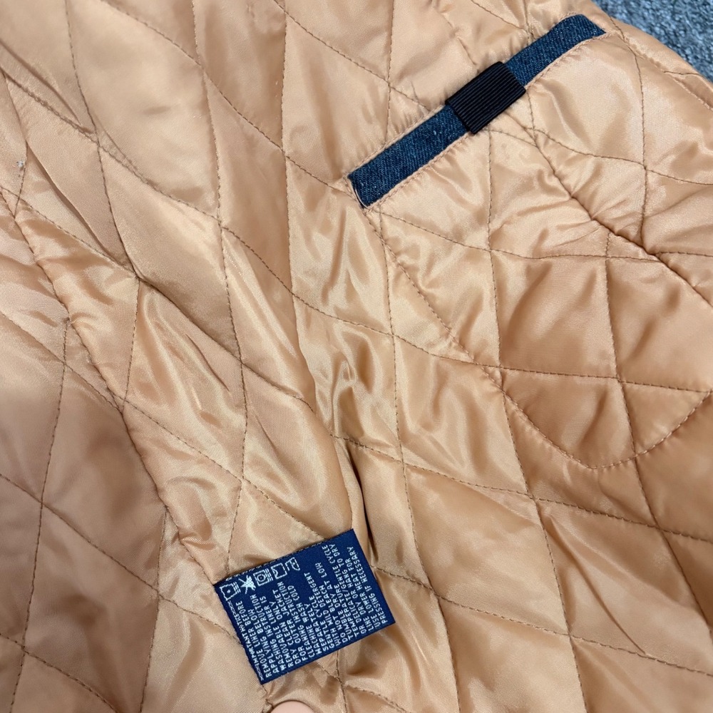 Faded Glory Blue Denim Coat with tan Faux Fur Trim and Boho Floral Embroidery - Picture 10 of 13